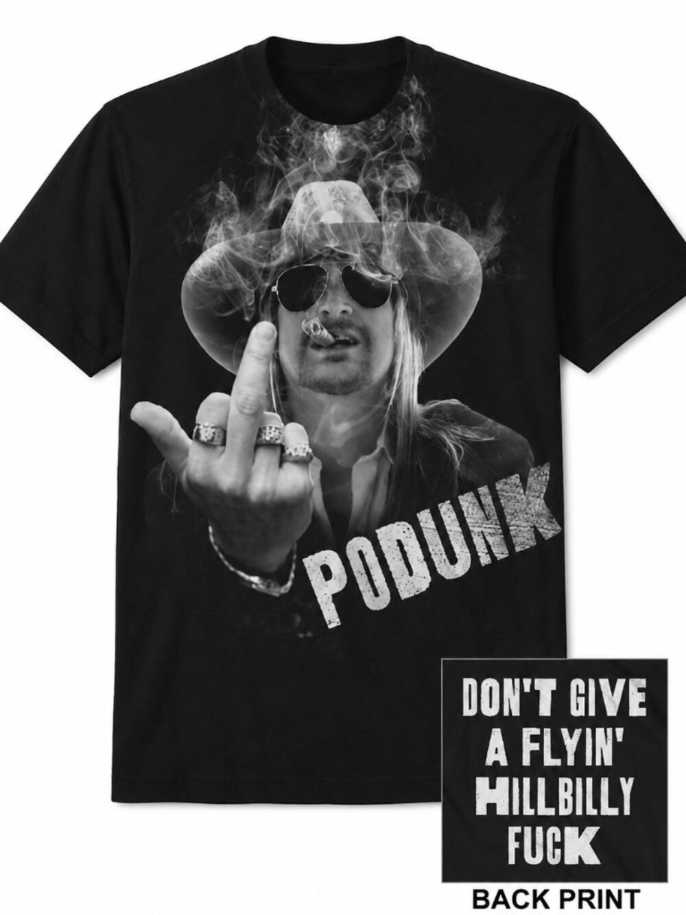 RARE Kid Rock Hillbilly Don't Give a Black Short Sleeve T Shirt Sz Medium.